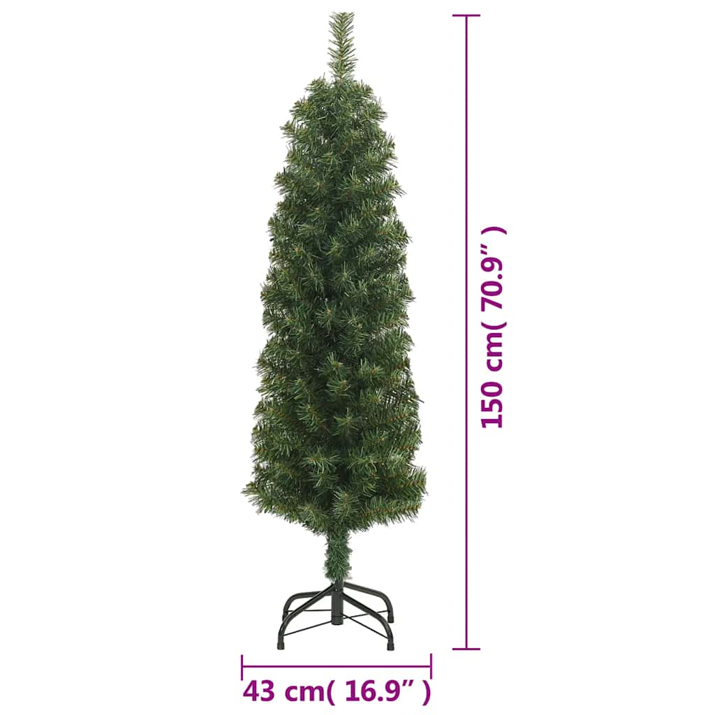 Slim Artificial Christmas Tree with Stand Green 5 ft PVC