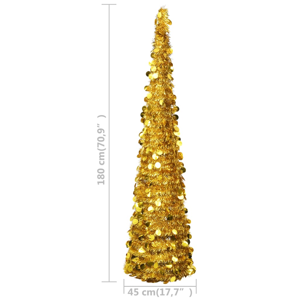 Pop-up Artificial Christmas Tree Gold 6 ft PET