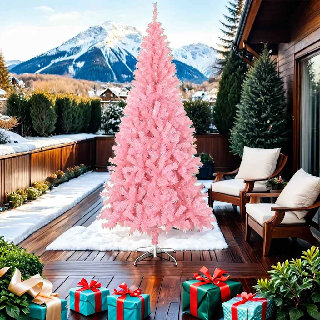 Artificial Christmas Tree with Stand Pink 7 ft PVC