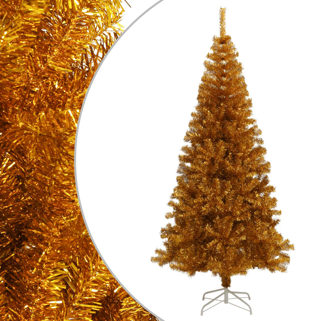 Artificial Christmas Tree with Stand Gold 6 ft PET