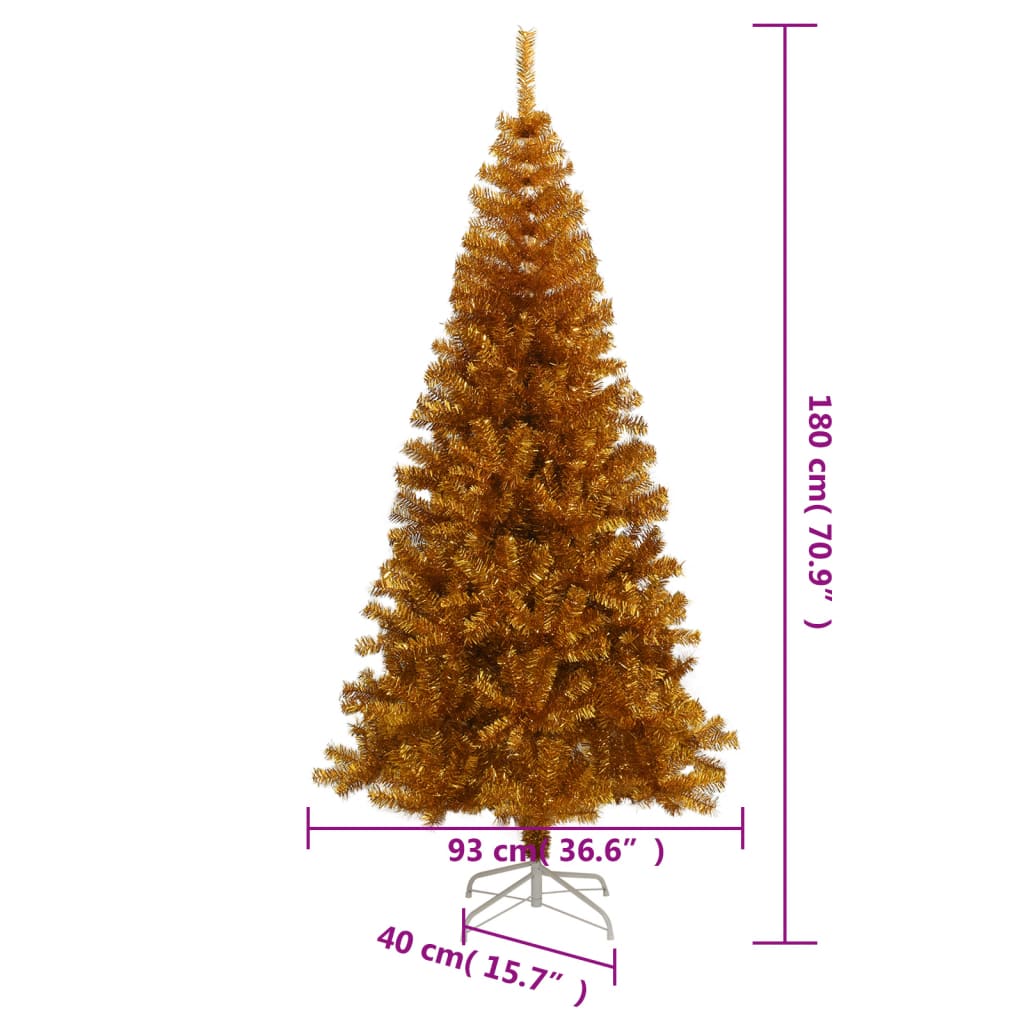 Artificial Christmas Tree with Stand Gold 6 ft PET