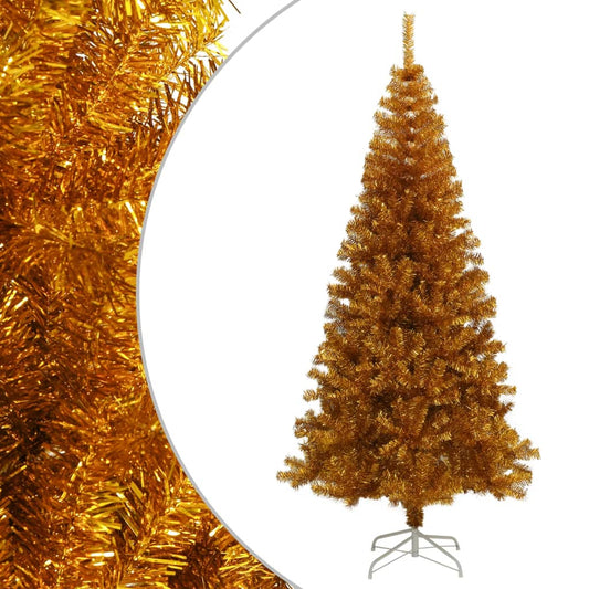 Artificial Christmas Tree with Stand Gold 7 ft PET