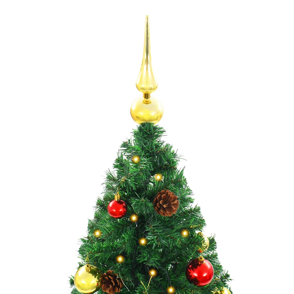 Artificial Pre-lit Christmas Tree with Baubles Green 5 ft