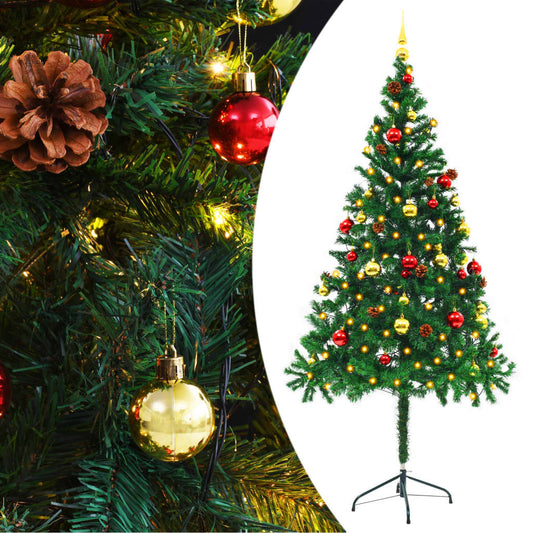 Artificial Pre-lit Christmas Tree with Baubles Green 6 ft