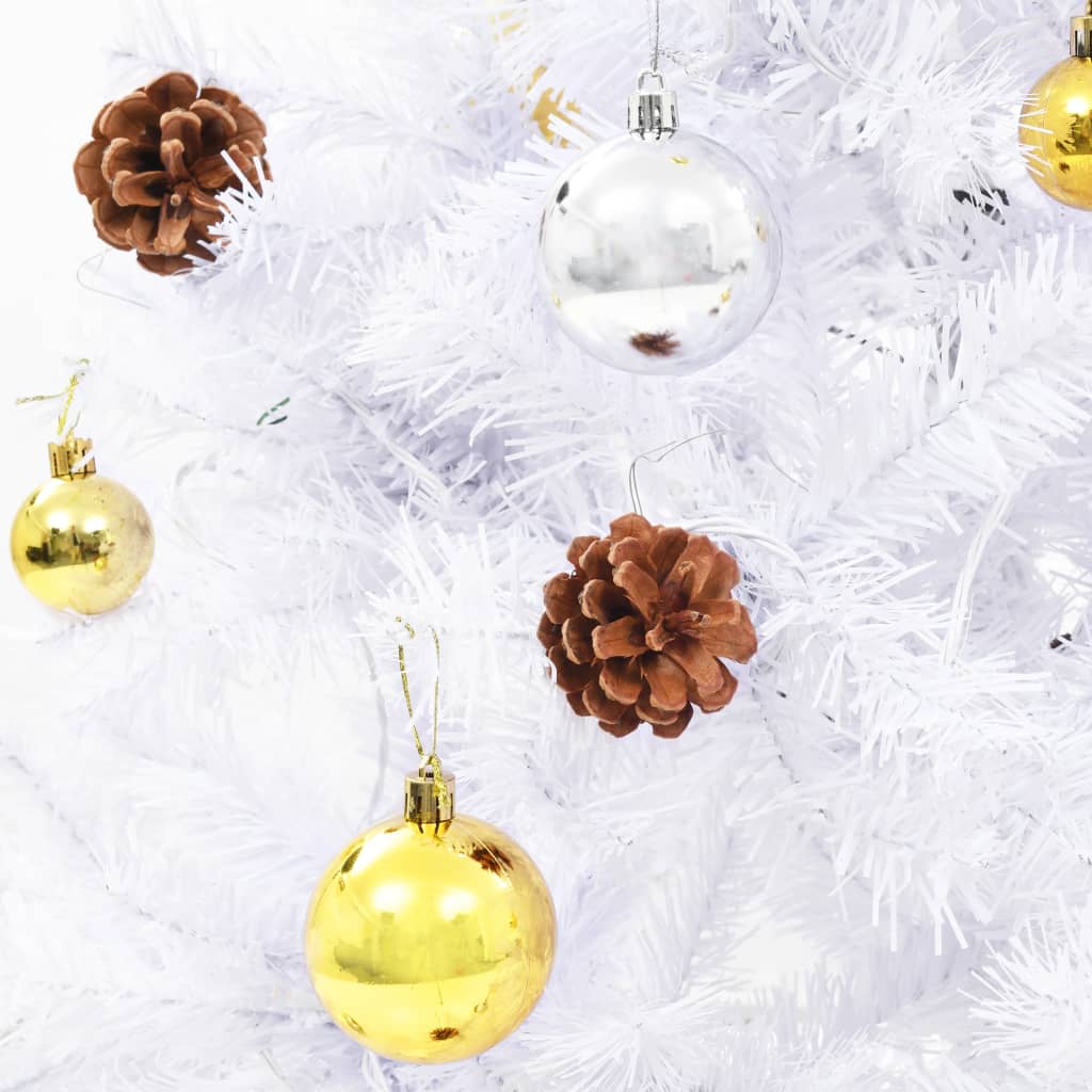 Artificial Pre-lit Christmas Tree with Baubles White 5 ft