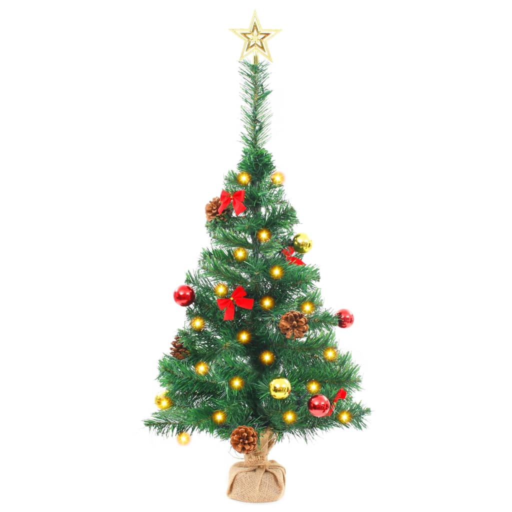 Artificial Pre-lit Christmas Tree with Baubles Green 2 ft