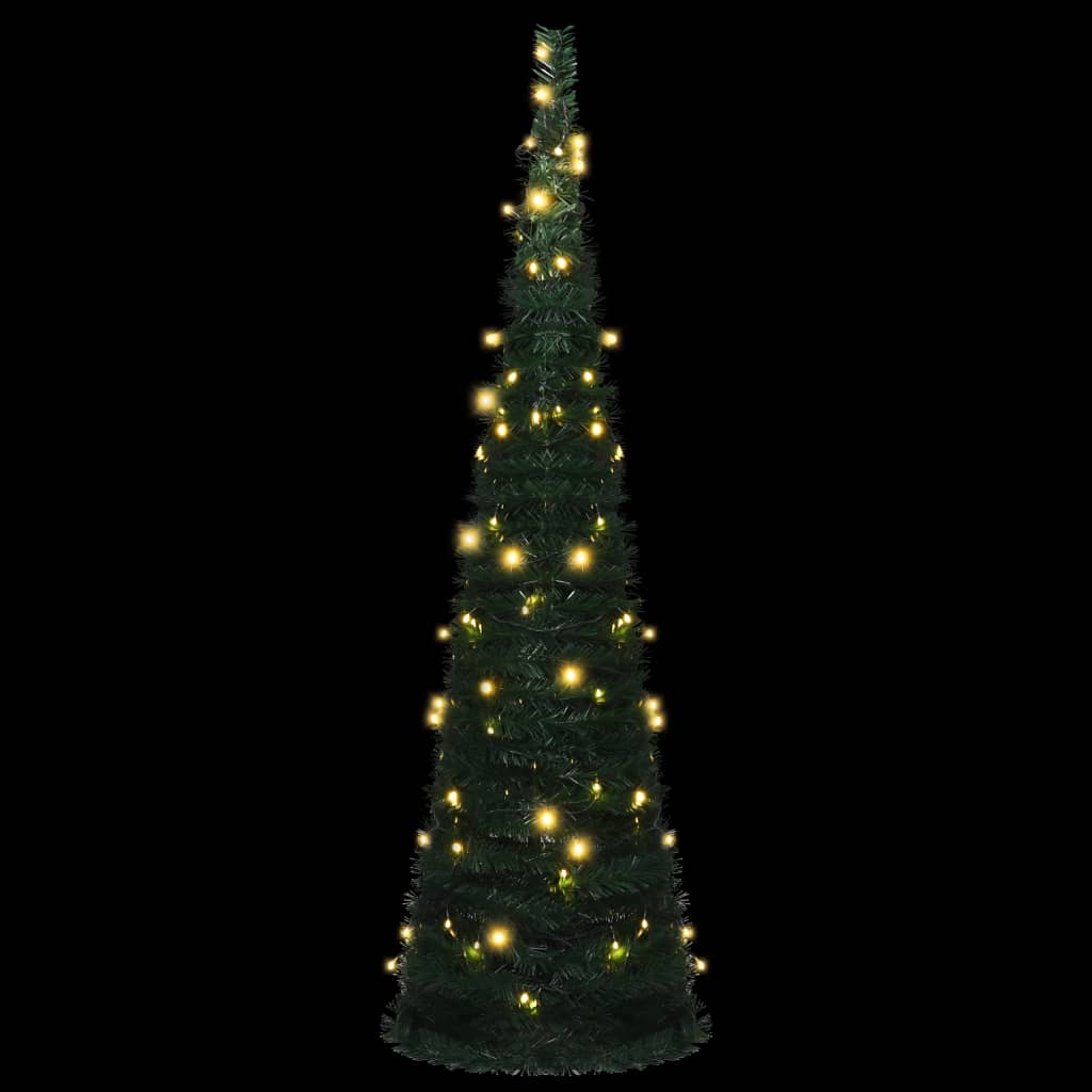 Pop-up String Artificial Pre-lit Christmas Tree Green 5 ft