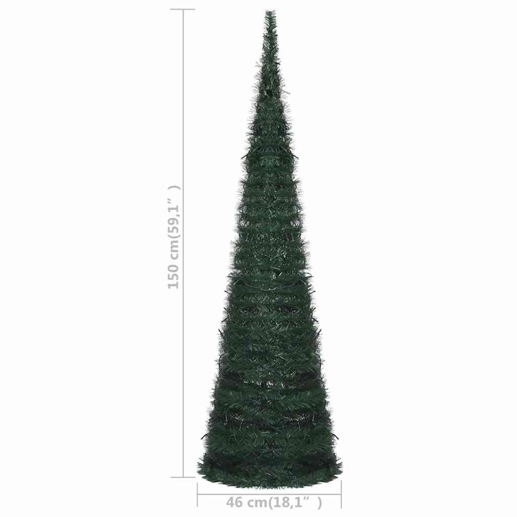 Pop-up String Artificial Pre-lit Christmas Tree Green 5 ft