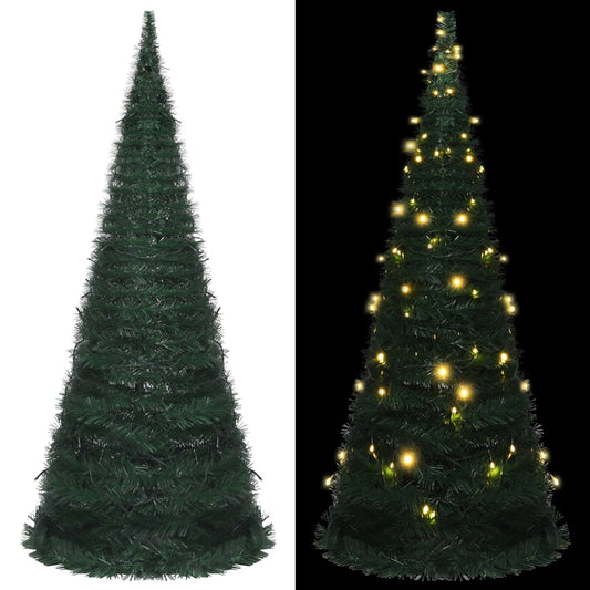 Pop-up String Artificial Pre-lit Christmas Tree Green 7 ft