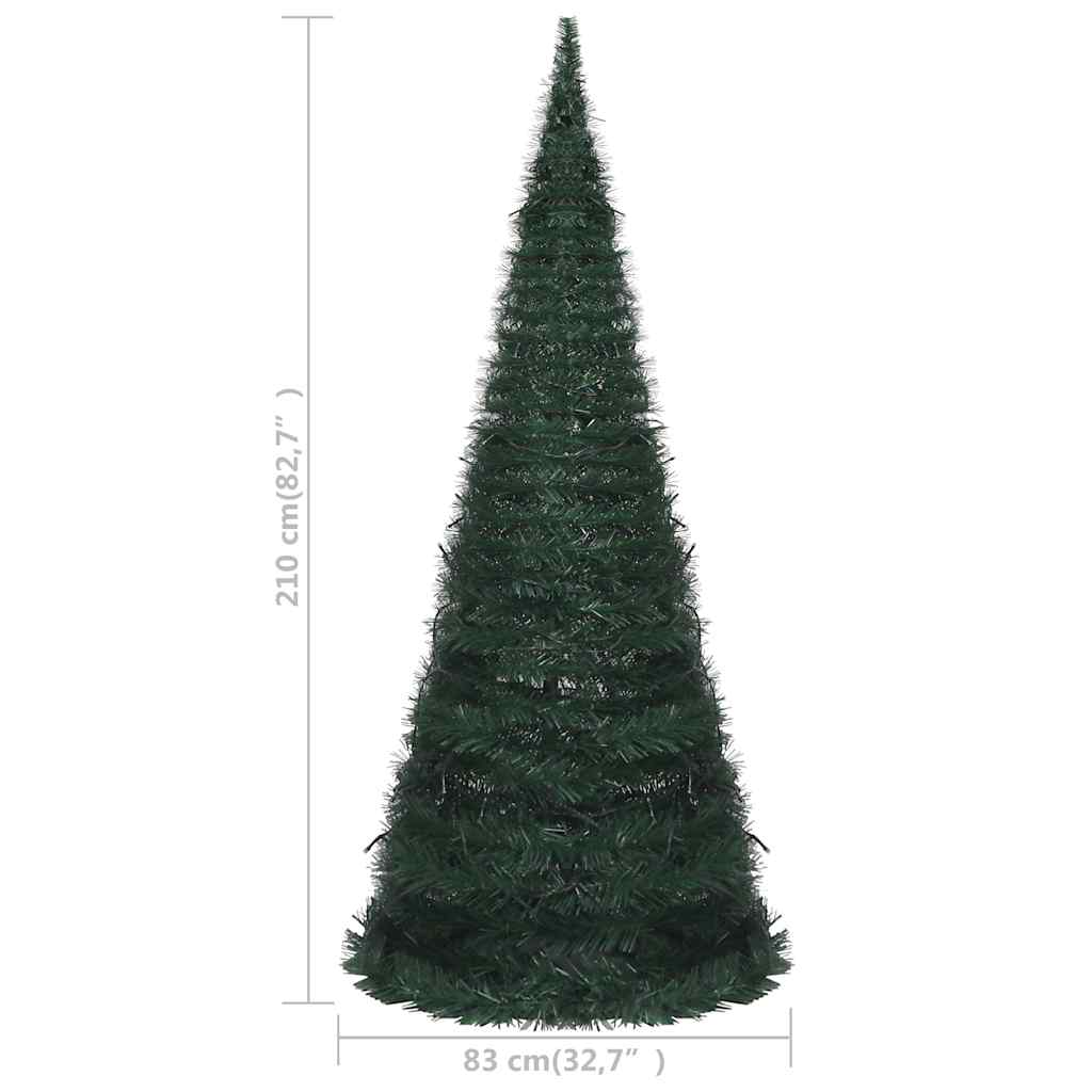 Pop-up String Artificial Pre-lit Christmas Tree Green 7 ft