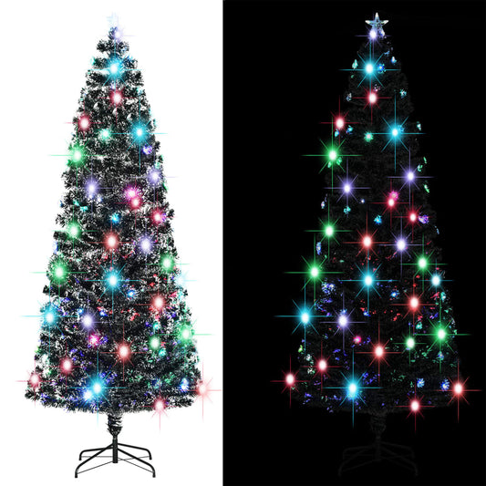 Pre-lit Christmas Tree Green and White 8 ft Fiber Optic