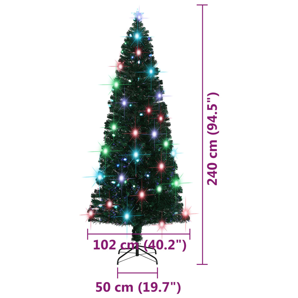 Artificial Pre-lit Christmas Tree with Stand 8 ft Fiber Optic