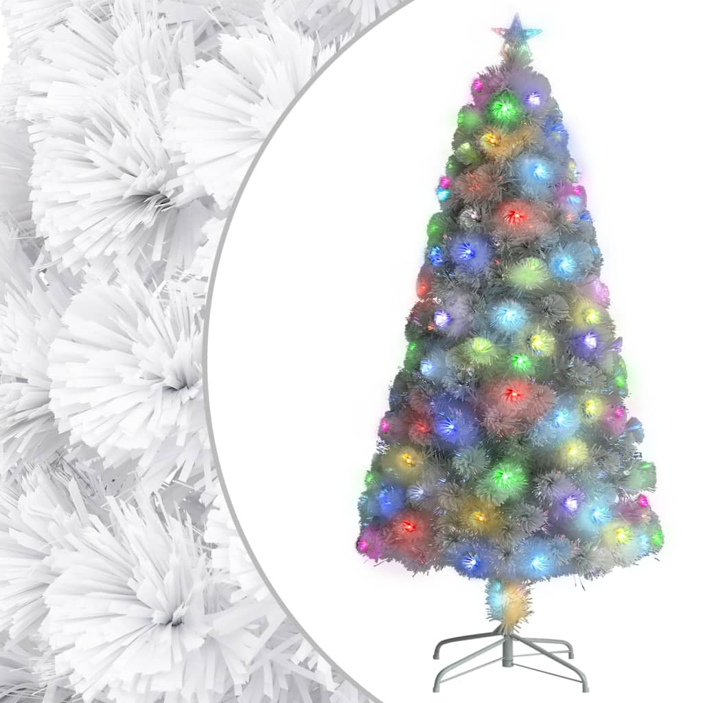 Artificial Pre-lit Christmas Tree White 4 ft Fiber Optic