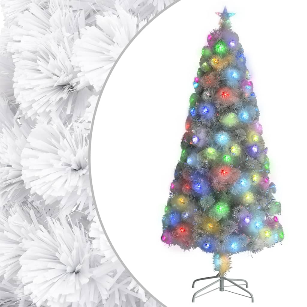 Artificial Pre-lit Christmas Tree White 5 ft Fiber Optic