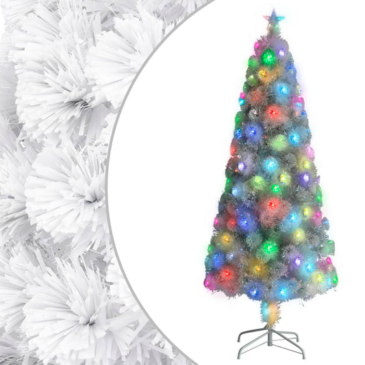 Artificial Pre-lit Christmas Tree White 7 ft Fiber Optic