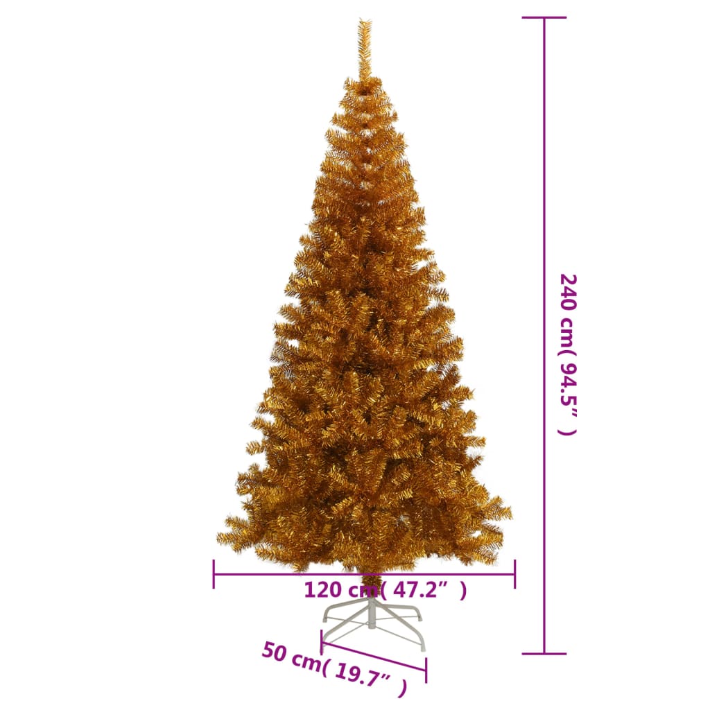 Artificial Christmas Tree with Stand Gold 8 ft PET