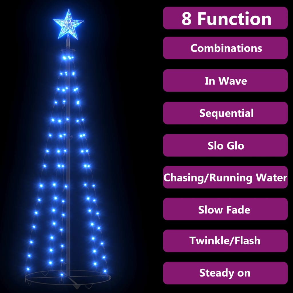 Christmas Cone Tree Blue 84 LEDs 2x5 ft