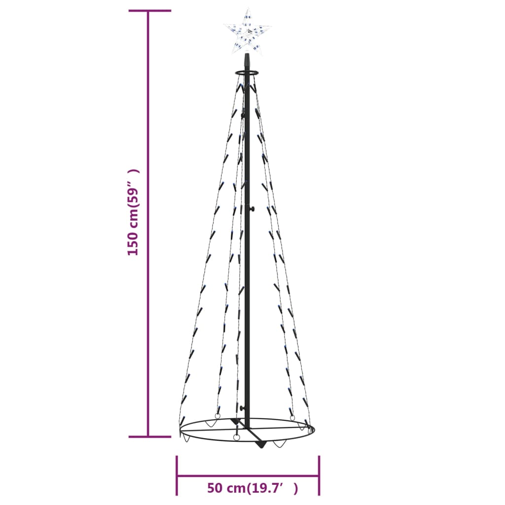 Christmas Cone Tree Blue 84 LEDs 2x5 ft