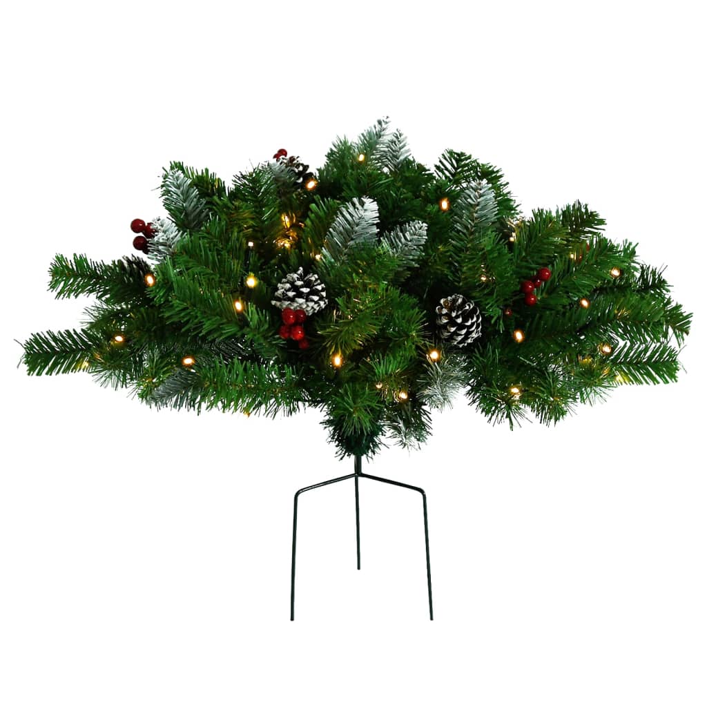 Outdoor Pathway Pre-lit Christmas Shrub,Green, 15.7"