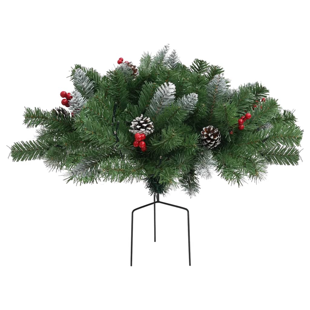 Outdoor Pathway Pre-lit Christmas Shrub,Green, 15.7"