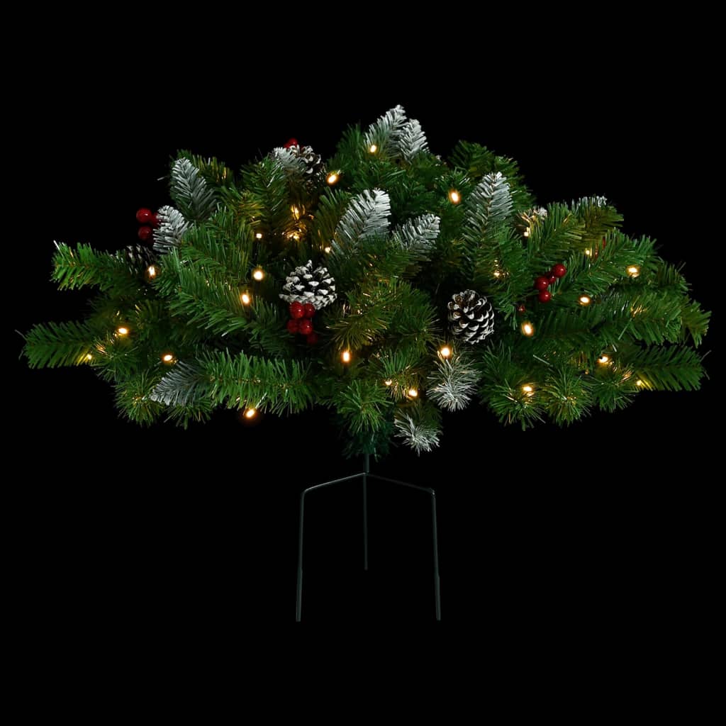 Outdoor Pathway Pre-lit Christmas Shrub,Green, 15.7"