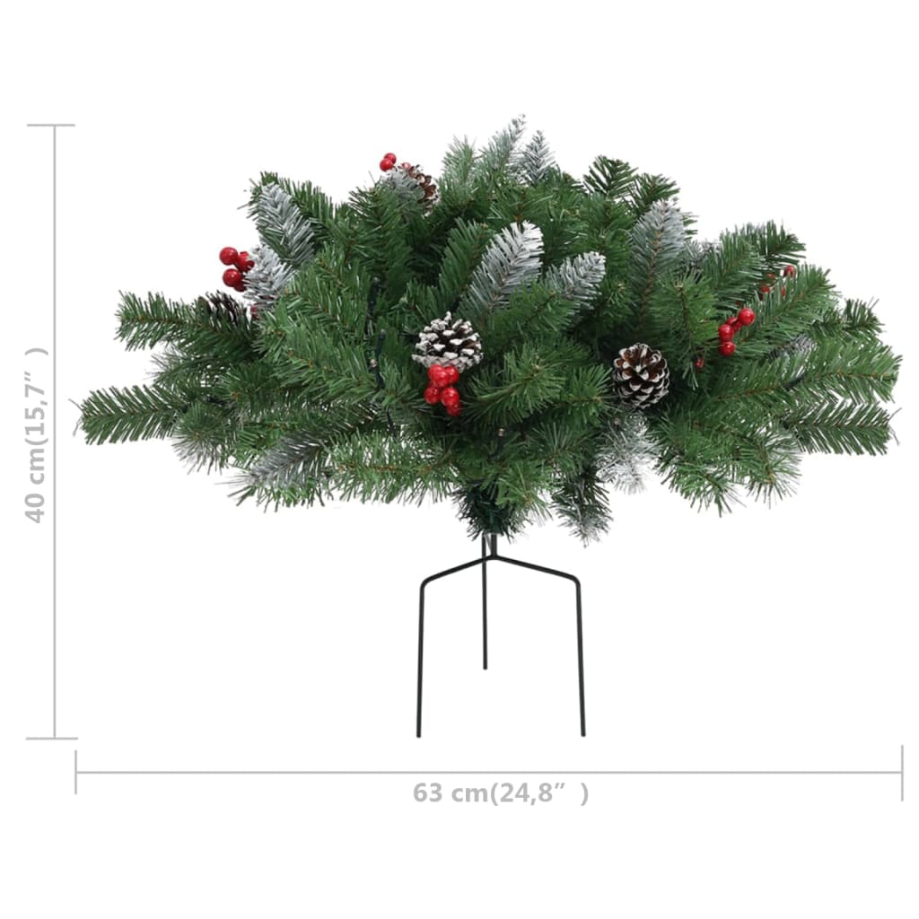 Outdoor Pathway Pre-lit Christmas Shrub,Green, 15.7"