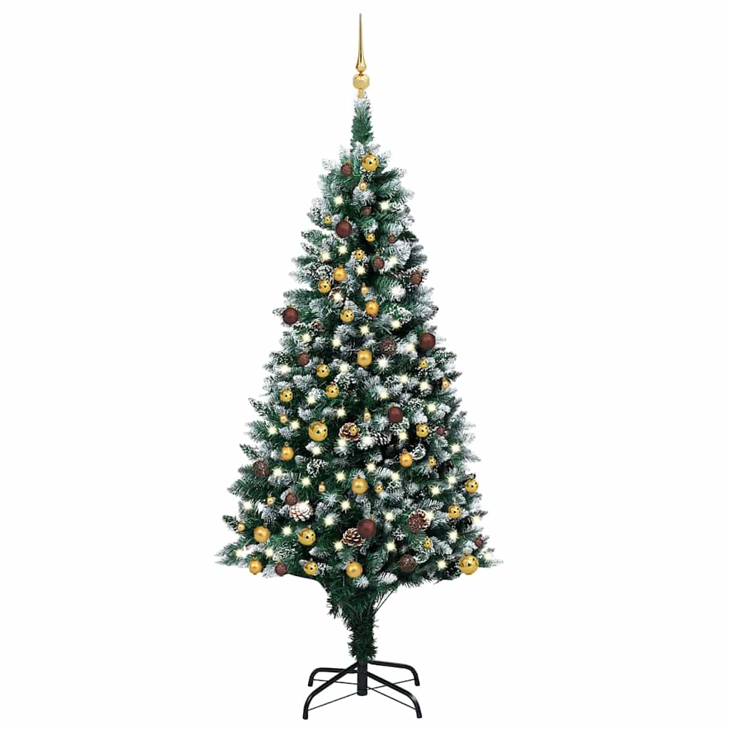 Deluxe Pre-lit Christmas Tree with Ball Set&Pinecones 82.7"