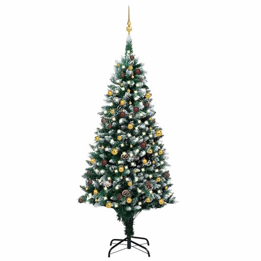 Deluxe Pre-lit Christmas Tree with Ball Set&Pinecones 94.5"