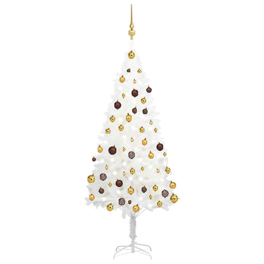 Deluxe Pre-lit Christmas Tree with Ball Set White 59.1"