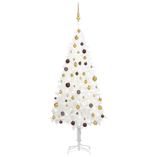 Deluxe Pre-lit Christmas Tree with Ball Set White 70.9"