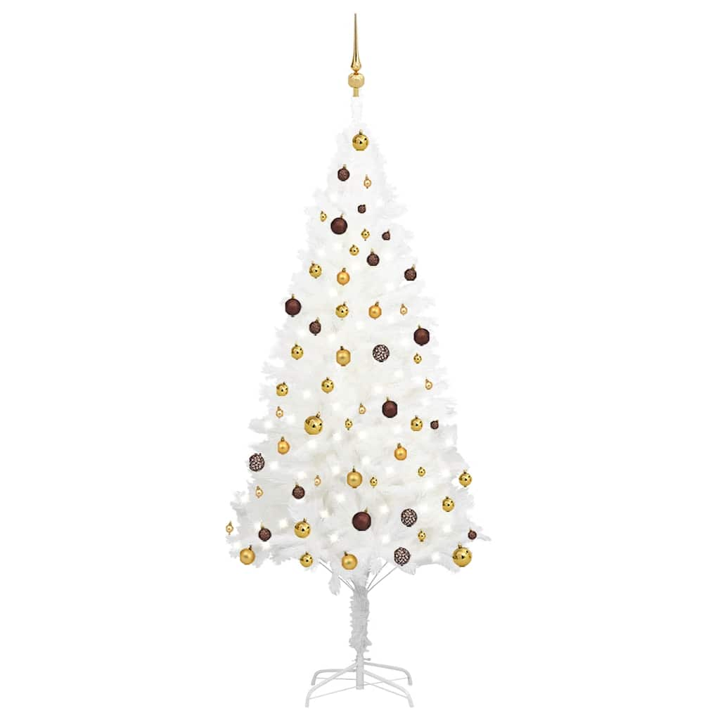 Deluxe Pre-lit Christmas Tree with Ball Set White 82.7"