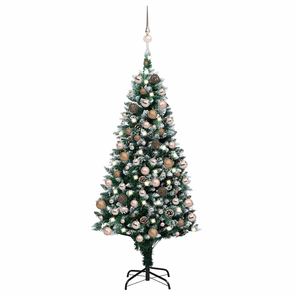 Deluxe Pre-lit Christmas Tree with Ball Set&Pine Cones 70.9"