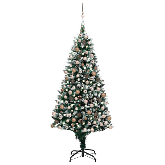 Deluxe Pre-lit Christmas Tree with Ball Set&Pine Cones 82.7"