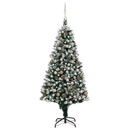 Deluxe Pre-lit Christmas Tree with Ball Set&Pine Cones 94.5"