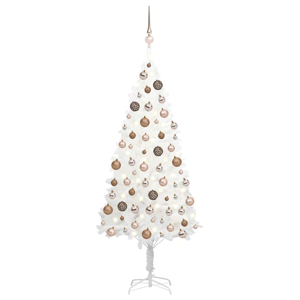 Deluxe Pre-lit Christmas Tree with Ball Set White 59.1"