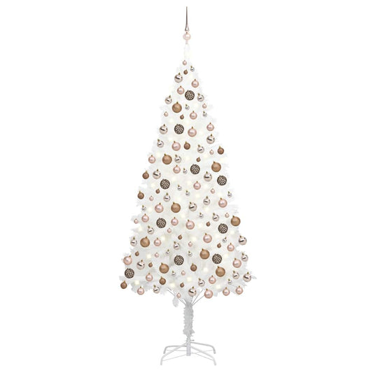 Deluxe Pre-lit Christmas Tree with Ball Set White 82.7"