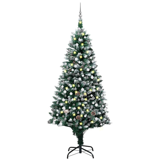 Deluxe Pre-lit Christmas Tree with Ball Set&Pine Cones 82.7"