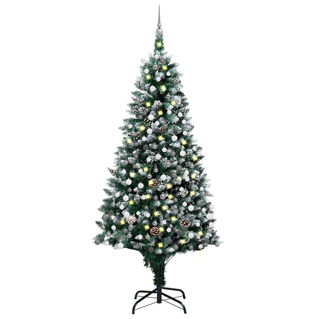 Deluxe Pre-lit Christmas Tree with Ball Set&Pine Cones 94.5"