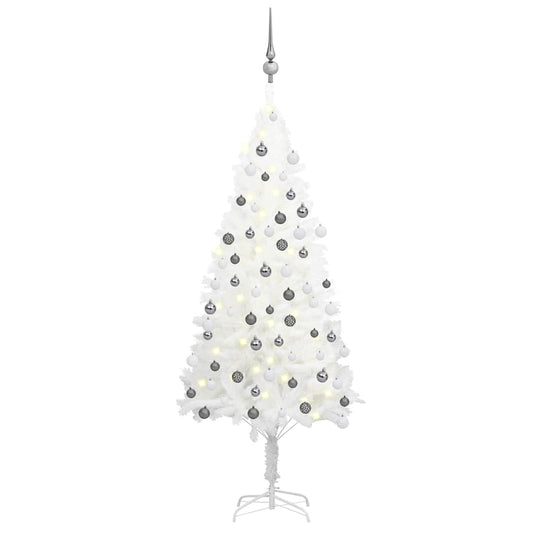 Deluxe Pre-lit Christmas Tree with Ball Set White 47.2"