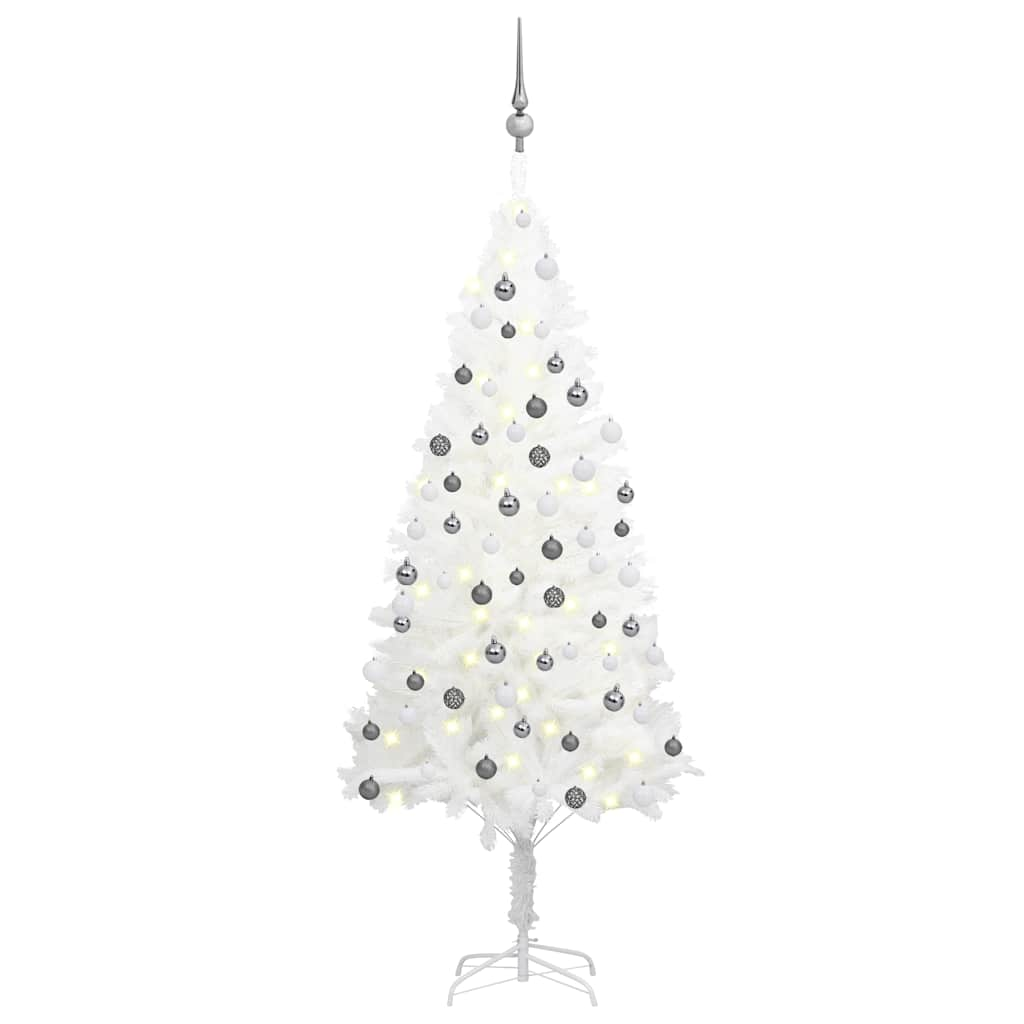 Deluxe Pre-lit Christmas Tree with Ball Set White 59.1"