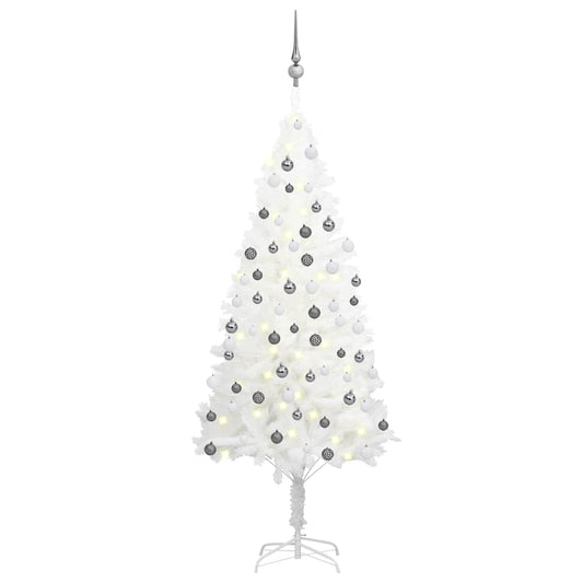 Deluxe Pre-lit Christmas Tree with Ball Set White 59.1"