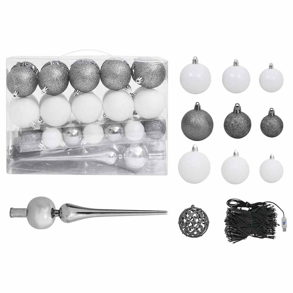 Deluxe Pre-lit Christmas Tree with Ball Set White 59.1"