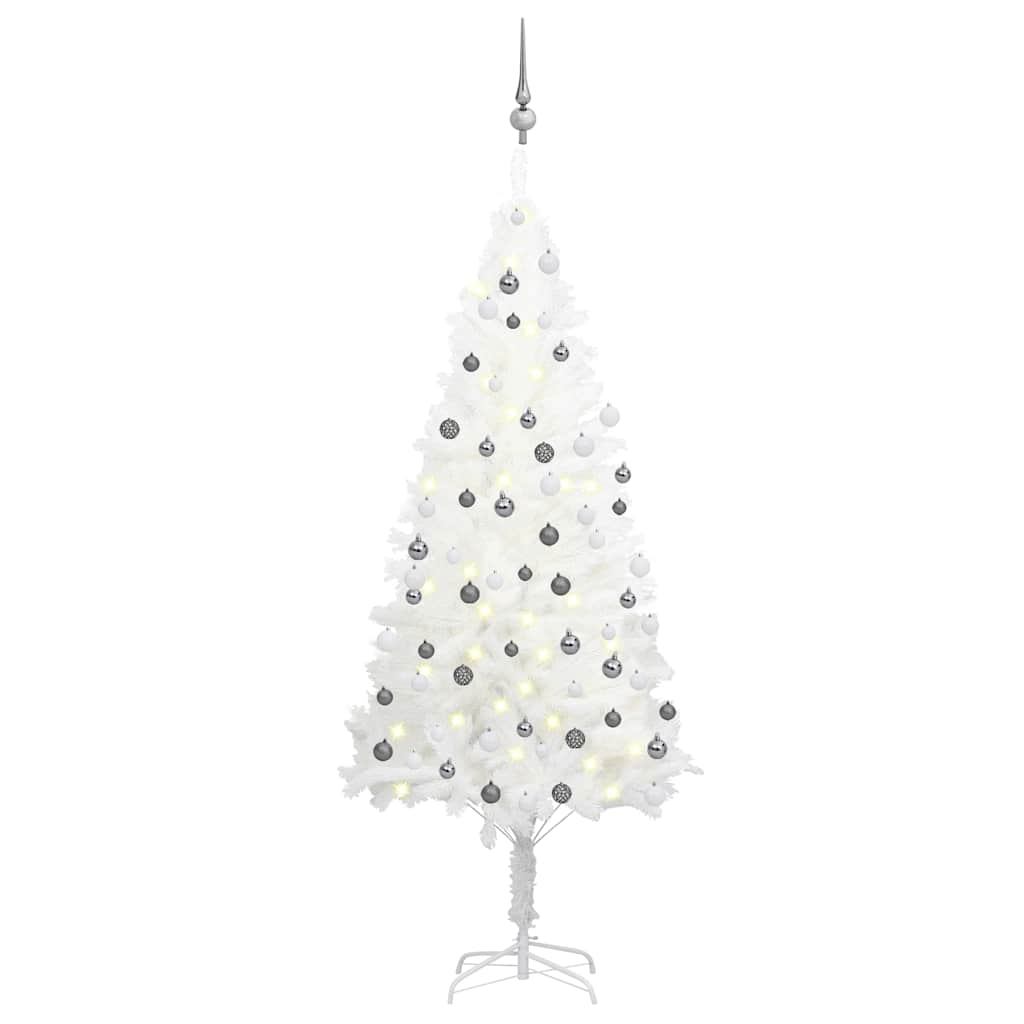 Deluxe Pre-lit Christmas Tree with Ball Set White 70.9"