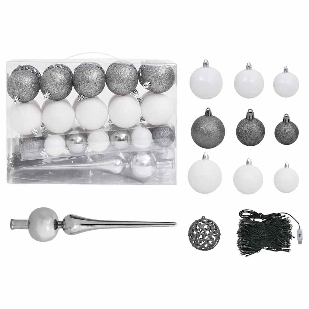 Deluxe Pre-lit Christmas Tree with Ball Set White 70.9"