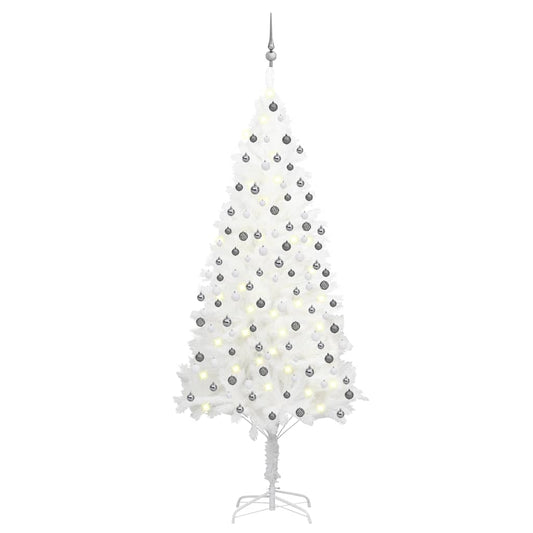 Deluxe Pre-lit Christmas Tree with Ball Set White 82.7"