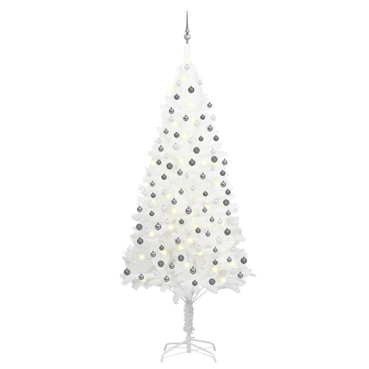 Deluxe Pre-lit Christmas Tree with Ball Set White 94.5"