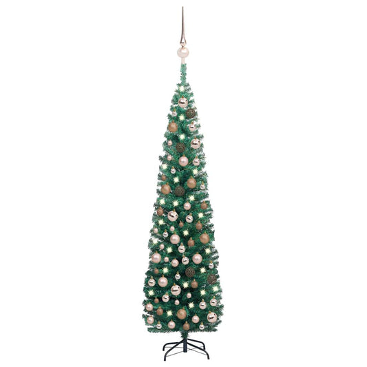 Slim Deluxe Pre-lit Christmas Tree with Ball Set Green 82.7"