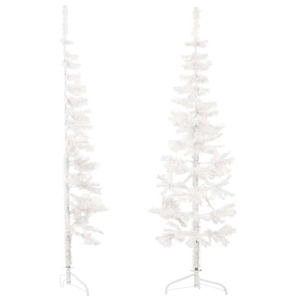 Slim Artificial Half Christmas Tree with Stand White 4 ft