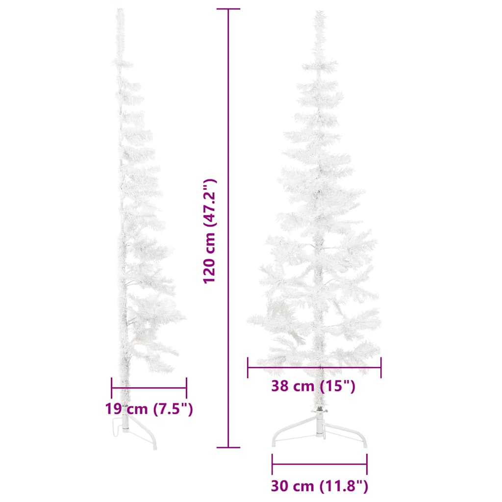 Slim Artificial Half Christmas Tree with Stand White 4 ft