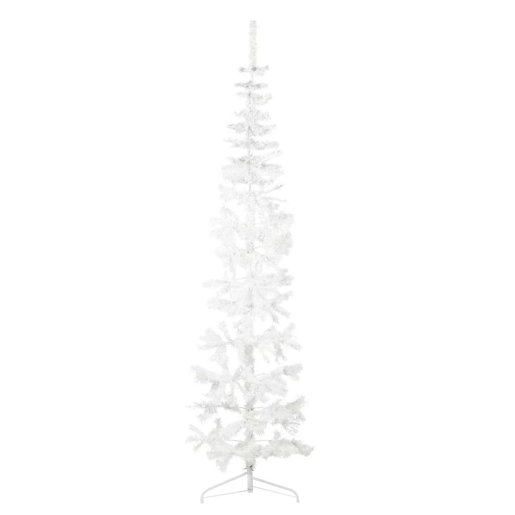 Slim Artificial Half Christmas Tree with Stand White 7 ft